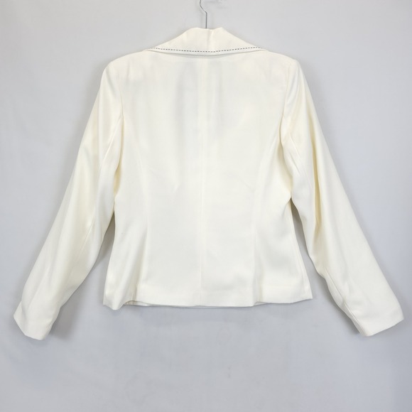 Metrostyle Skirt Suit Women 8 Cream Blazer Black Pencil Career Jacket Classic - Picture 2 of 16